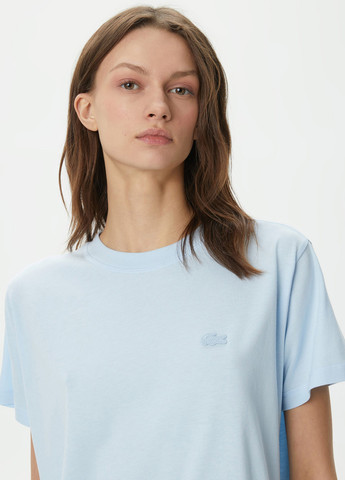 Голубая летняя футболка Lacoste LOOSE FIT