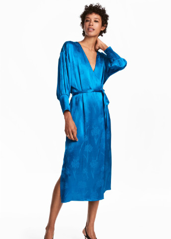Блакитна кежуал плаття H&M з квітковим принтом