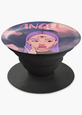 Попсокет (Popsockets) держатель для смартфона Ангел Диджитал Арт (Angel Digital art) (8754-1635) Черный MobiPrint (216836454)