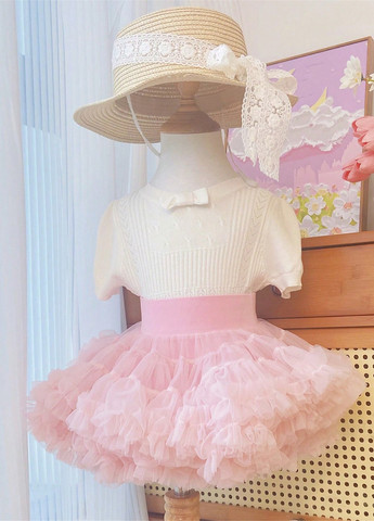 Светло-розовая праздничный однотонная юбка SHEIN пышная