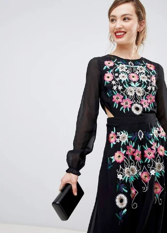 Чорна кежуал футболка міді Frock and Frill однотонна