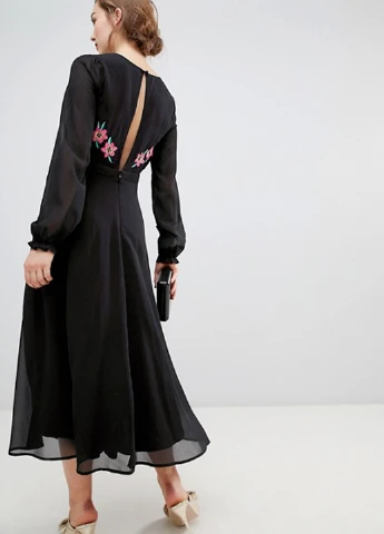 Чорна кежуал футболка міді Frock and Frill однотонна