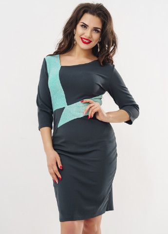 Грифельно-серое кэжуал платье короткое New Style с геометрическим узором