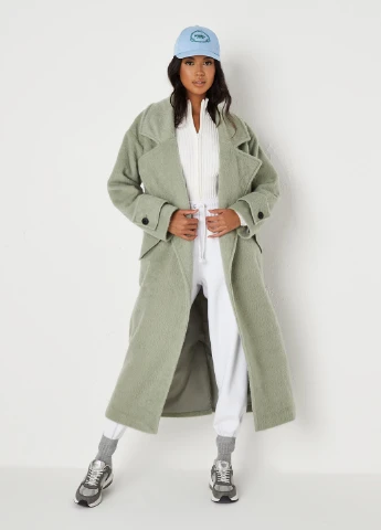 Оливкове демісезонне Пальто однобортне Missguided