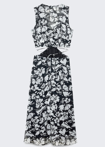 Черное кэжуал платье Stradivarius с цветочным принтом