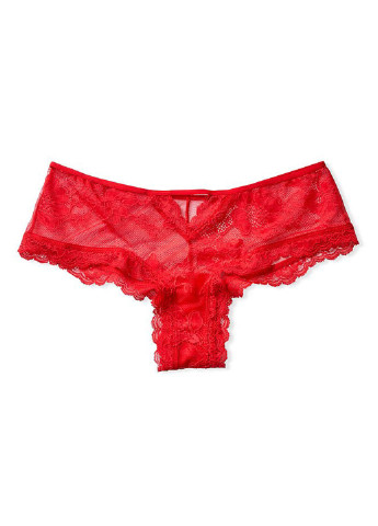 Трусы Victoria's Secret бикини однотонные красные повседневные полиамид, кружево