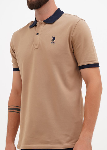 Бежевая футболка-поло для мужчин U.S. Polo Assn. однотонная