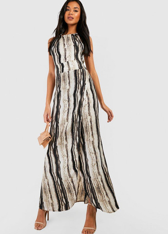 Комбинированное кэжуал платье с открытой спиной Boohoo колор блок