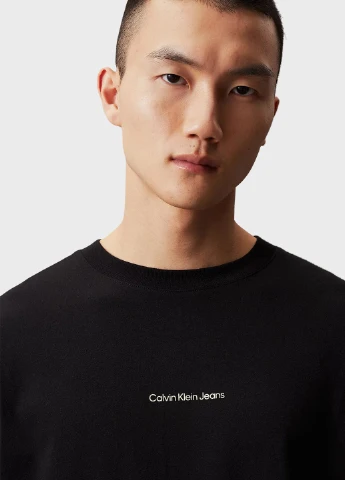 Черный демисезонный кэжуал лонгслив Calvin Klein Jeans с рисунком