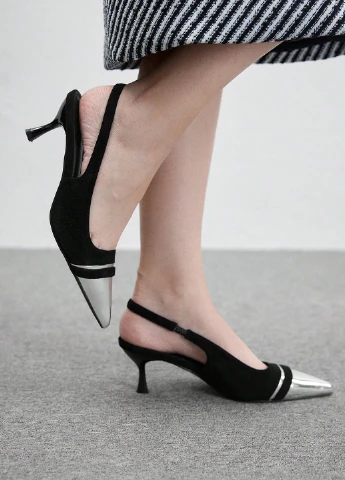 SHEIN Туфлі слінгбекі чорний з текстиль, китай — літо (367435687)