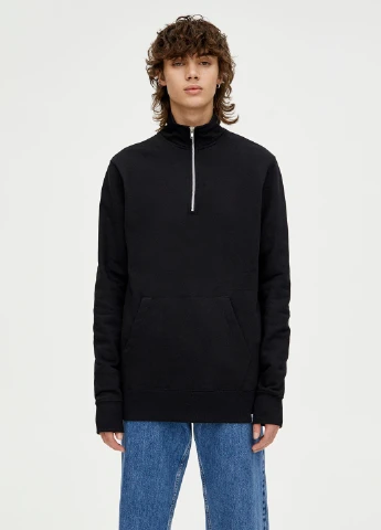 Чорний світшот Pull & Bear однотонний без декору (250302016)