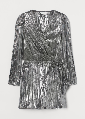 Комбинезон H&M комбинезон-шорты однотонный серебряный коктейльный полиамид