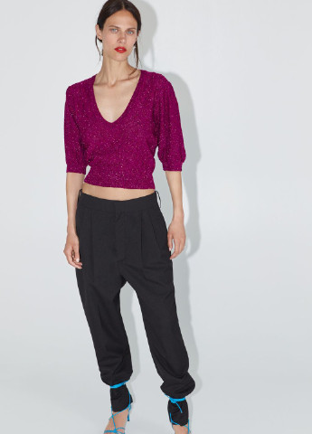 Пурпурный демисезонный пуловер пуловер Zara