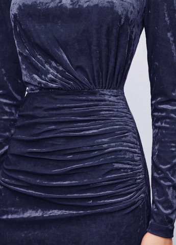 Темно-синее праздничный, кэжуал платье силуэтная SHEIN однотонное