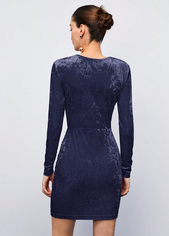 Темно-синее праздничный, кэжуал платье силуэтная SHEIN однотонное