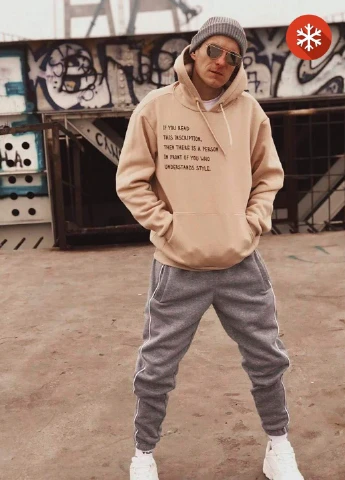 ХУДІ BEIGE& BLACK FLEECE GRUF (251188156)