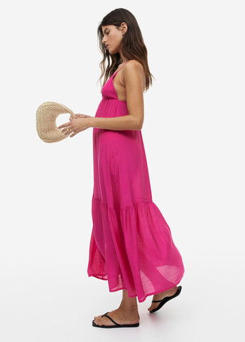 Розовое кэжуал платье в стиле ампир H&M однотонное