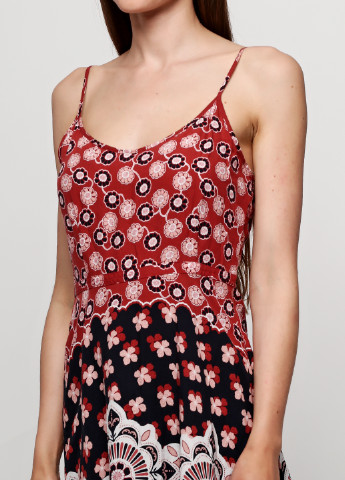 Бордовое кэжуал платье Zero с цветочным принтом