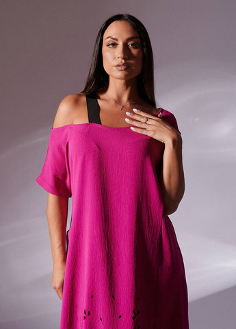 Малинова кежуал сукня оверсайз LibeAmore однотонна