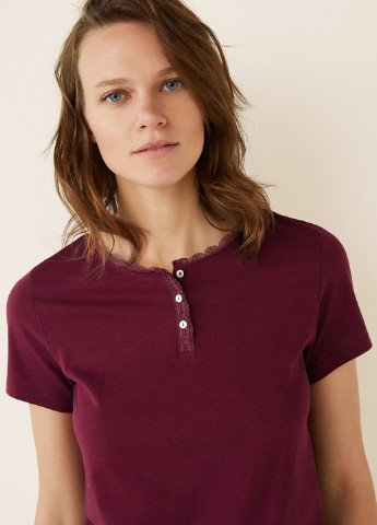 Бордовая летняя футболка с коротким рукавом Women'secret