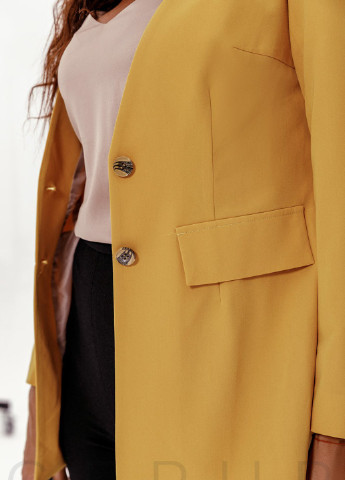 Желтый женский приталенный удлиненный пиджак Gepur однотонный - демисезонный