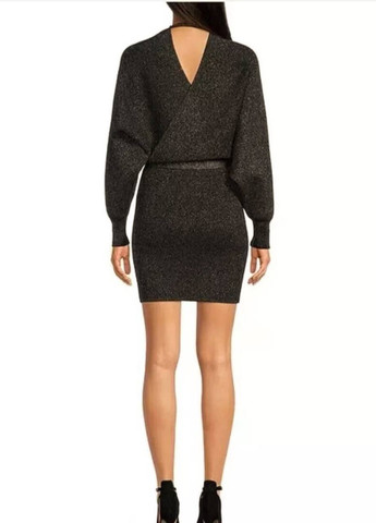 Графитовое вечернее, праздничный платье на запах, платье-свитер Gianni Bini однотонное