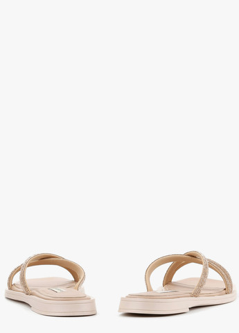 Бежевые шлепанцы Le'BERDES со стразами