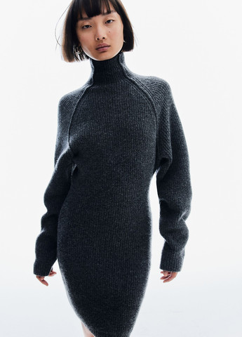 Темно-сіра кежуал сукня сукня светр H&M меланжева