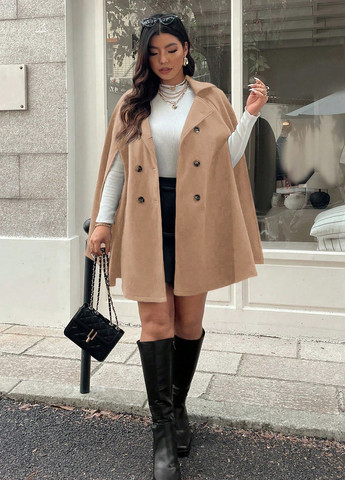 Бежевое демисезонное Пальто кейп SHEIN
