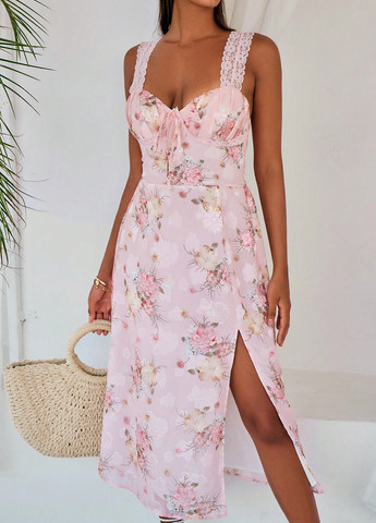 Рожева кежуал сукня SHEIN з квітковим принтом