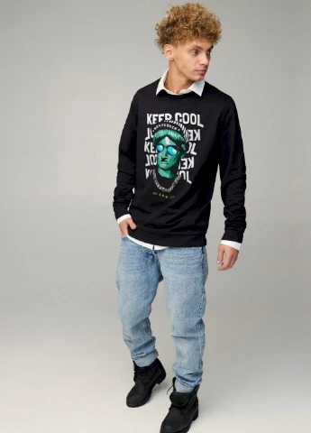 Чорний свитшот мужской oversize /no flis/ YAPPI малюнок (254557748)