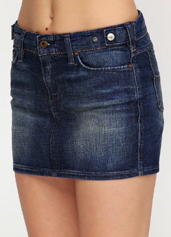 Темно-синяя джинсовая однотонная юбка Ralph Lauren мини
