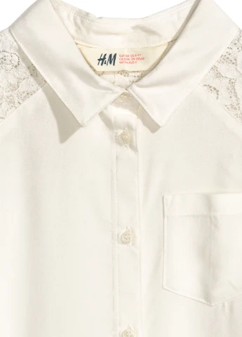 Молочная однотонная блузка H&M летняя