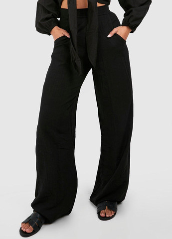 Черные кэжуал летние прямые брюки Boohoo
