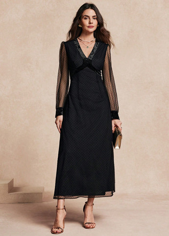 Чорна святковий, вечірня, кежуал сукня а-силует SHEIN в горошок