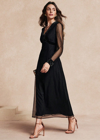 Чорна святковий, вечірня, кежуал сукня а-силует SHEIN в горошок