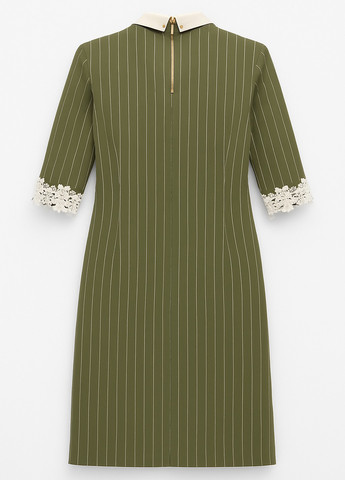 Оливковое кэжуал платье а-силуэт Sassofono в полоску