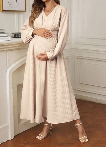 Бежевое праздничный, кэжуал платье SHEIN однотонное