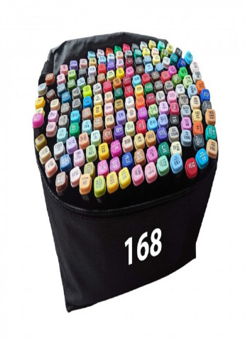 Набор скетч маркеров 168 шт для рисования двусторонние профессиональные спиртовые чёрный MAXLEND (253103949)