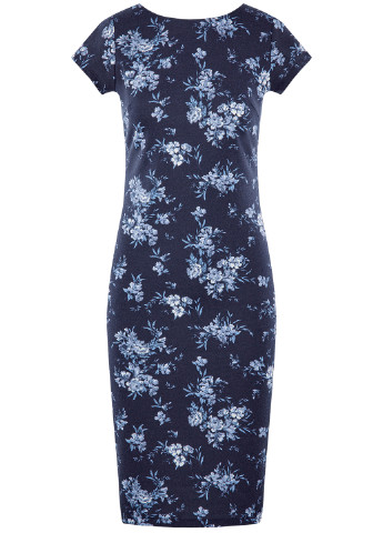 Синее кэжуал платье Oodji с цветочным принтом