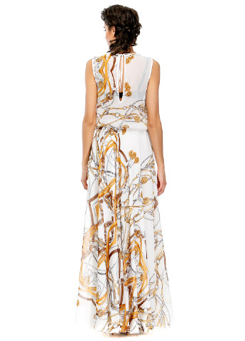 Белое кэжуал платье с юбкой-солнце Adelin Fostayn с абстрактным узором