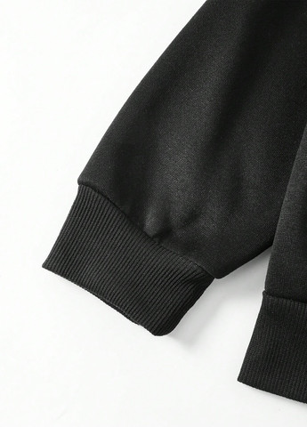 Чорний світшот SHEIN напис без декору (330763263)