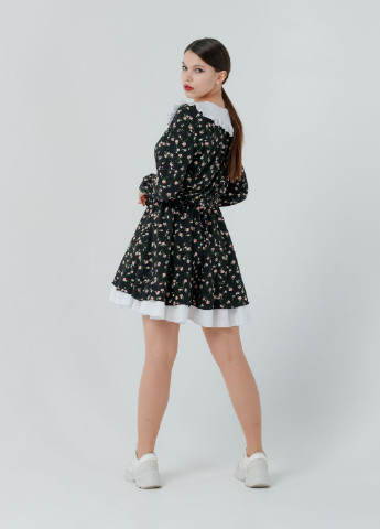 Черное кэжуал платье so-78298-blk клеш Alpama с цветочным принтом