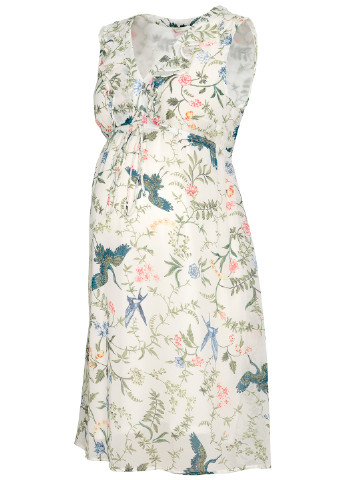 Белое кэжуал платье для беременных H&M с цветочным принтом