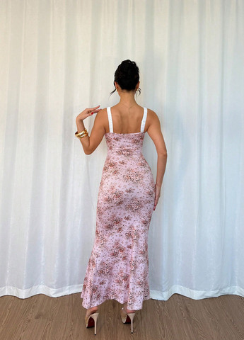 Розовое праздничный, вечернее, кэжуал платье годе SHEIN с цветочным принтом