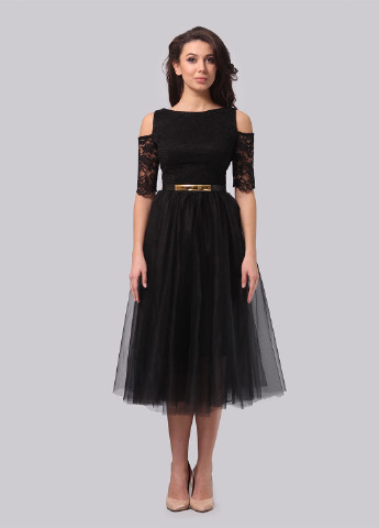 Чорна коктейльна сукня, сукня пачка Lila Kass однотонна