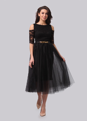 Чорна коктейльна сукня, сукня пачка Lila Kass однотонна