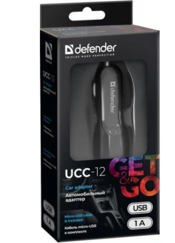 Зарядное устройство UCC-12 black, 1xUSB, 5V / 1A+Micro (83590) Defender (216637711)