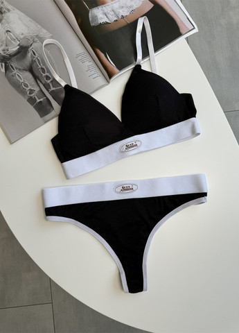Черно-белый демисезонный комплект (бюстгальтер, трусики) NOVA VEGA
