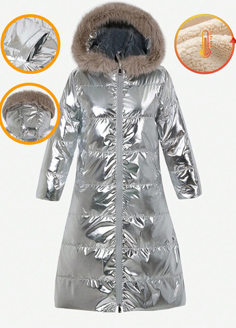 Срібний зимній Пуховик SHEIN